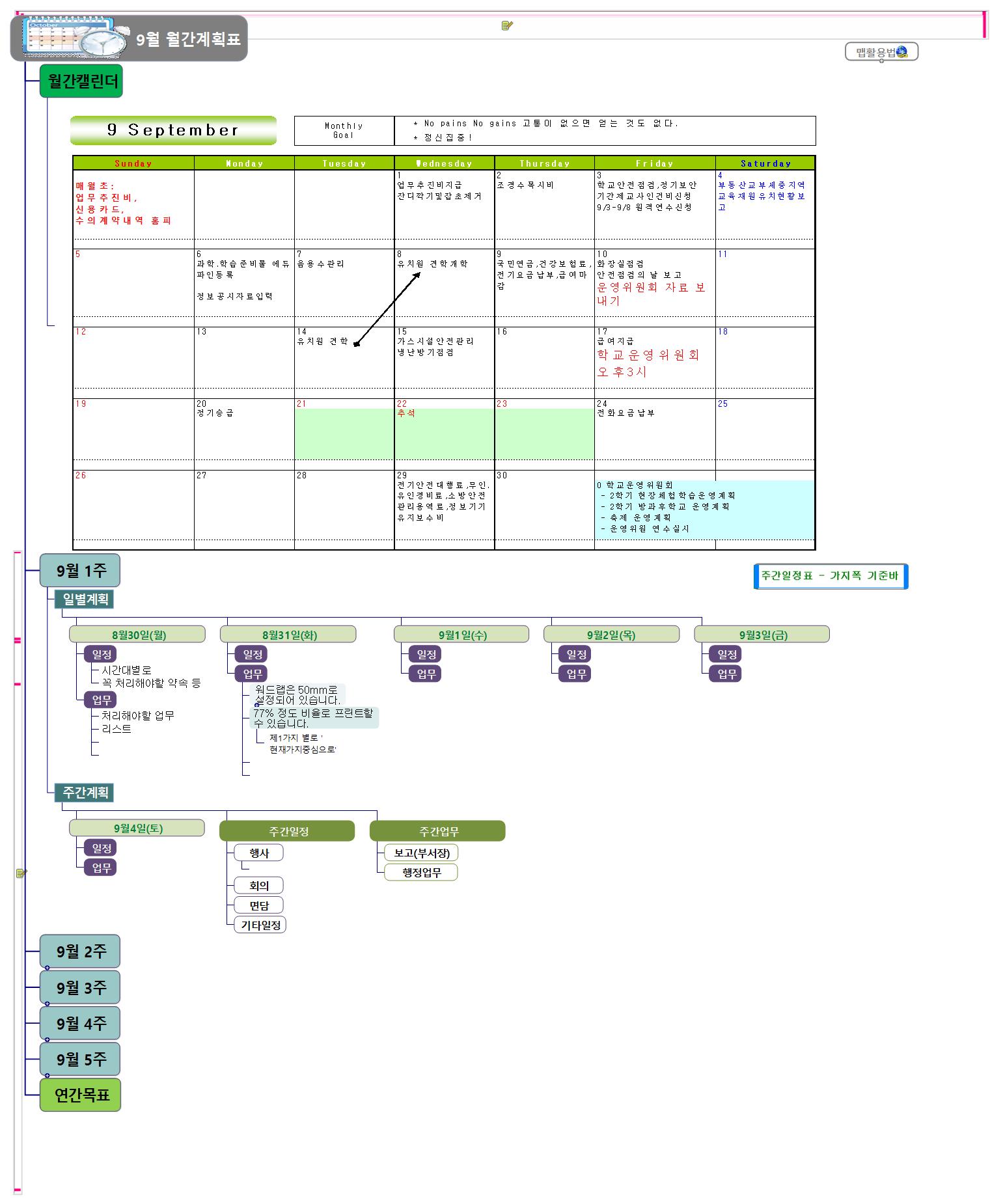 월간계획표_n_주간일정표_ThinkWise맵_템플릿 이미지
