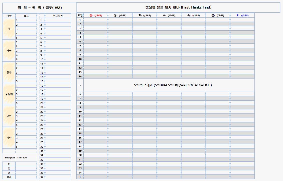주간계획 마스터맵 주간 이미지